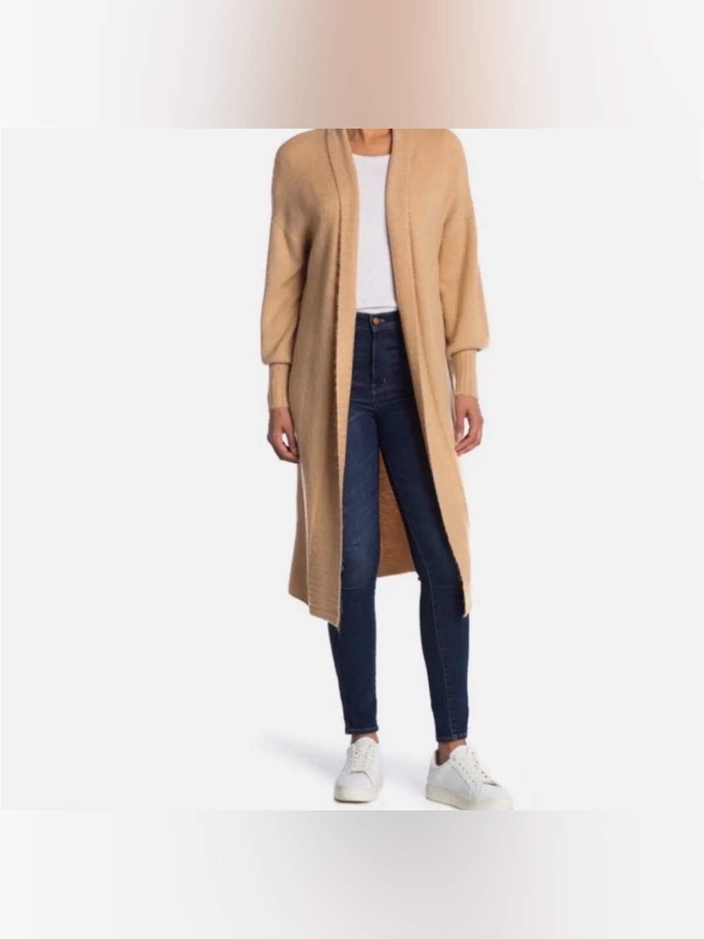 NWT AFRM Shaylee Long Open Front Camel-Colored Cardigan, size XS/S
